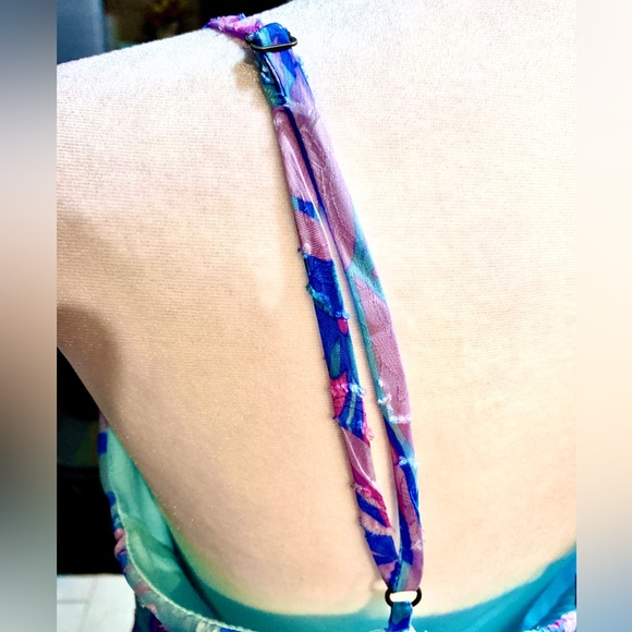 NWT WILD FABLE Women’s Blue Floral Print Sweetheart Neck Mini Dress Size:Lrg - Picture 5 of 10